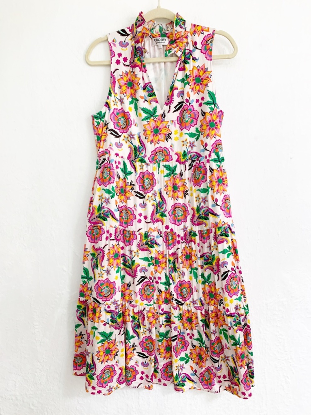Crosby by Mollie Burch Wesley Ruffle Collar Tiered Midi Dress in Festival Floral - Picture 3 of 16